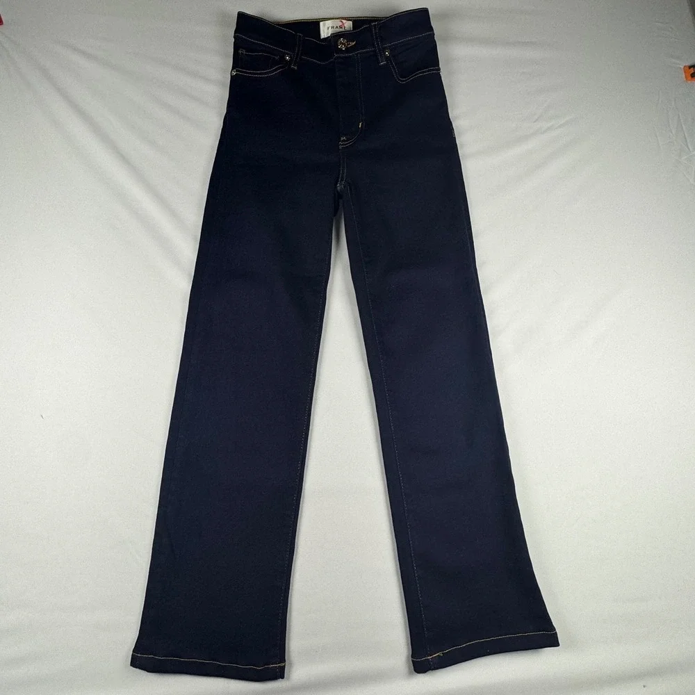 Frame Le Sleek Straight Jeans Stargirl Dark Indigo High Rise LSLS243 Size 25